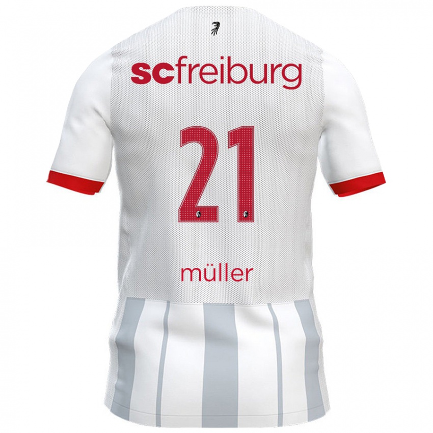 Kinder Florian Müller #21 Weiß Grau Auswärtstrikot Trikot 2024/25 T-Shirt Schweiz