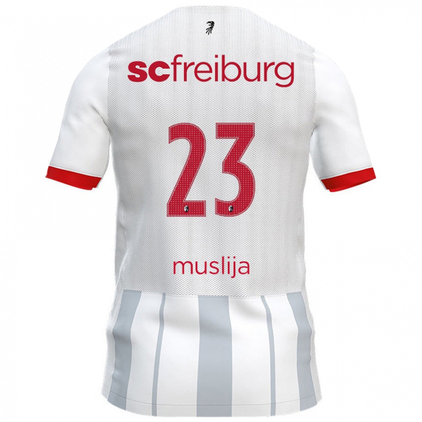 Kinder Florent Muslija #23 Weiß Grau Auswärtstrikot Trikot 2024/25 T-Shirt Schweiz