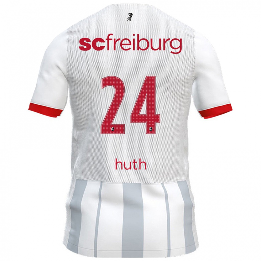 Kinder Jannik Huth #24 Weiß Grau Auswärtstrikot Trikot 2024/25 T-Shirt Schweiz