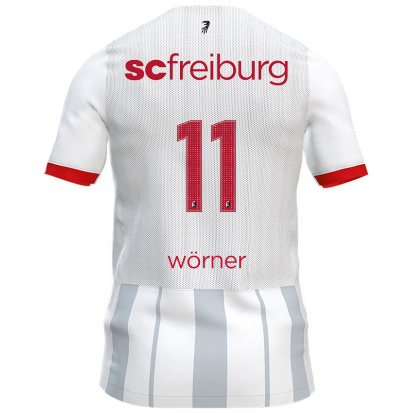 Kinder Marco Wörner #11 Weiß Grau Auswärtstrikot Trikot 2024/25 T-Shirt Schweiz