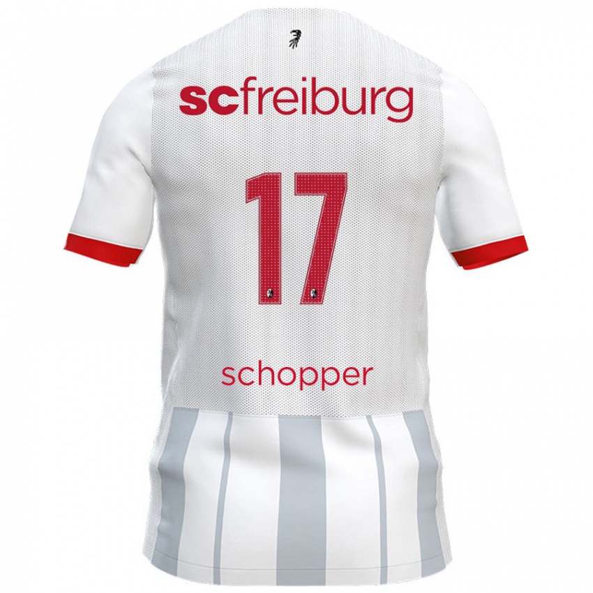 Kinder David Schopper #17 Weiß Grau Auswärtstrikot Trikot 2024/25 T-Shirt Schweiz