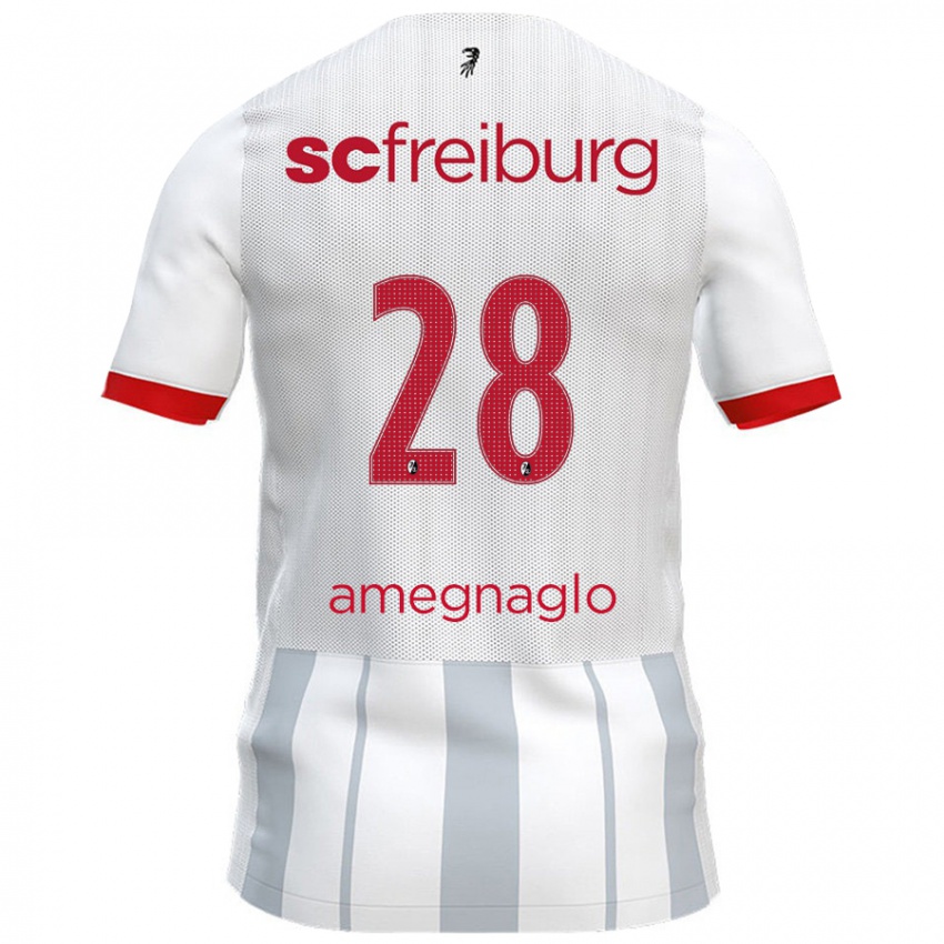 Kinder David Amegnaglo #28 Weiß Grau Auswärtstrikot Trikot 2024/25 T-Shirt Schweiz