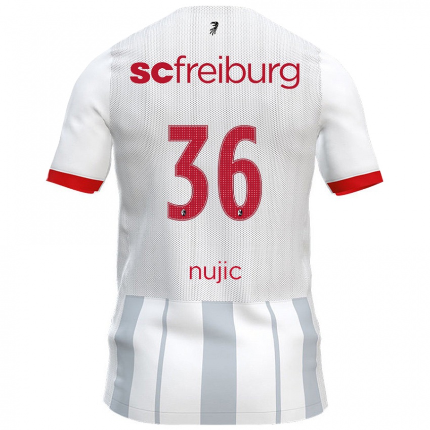 Kinder Luka Nujic #36 Weiß Grau Auswärtstrikot Trikot 2024/25 T-Shirt Schweiz