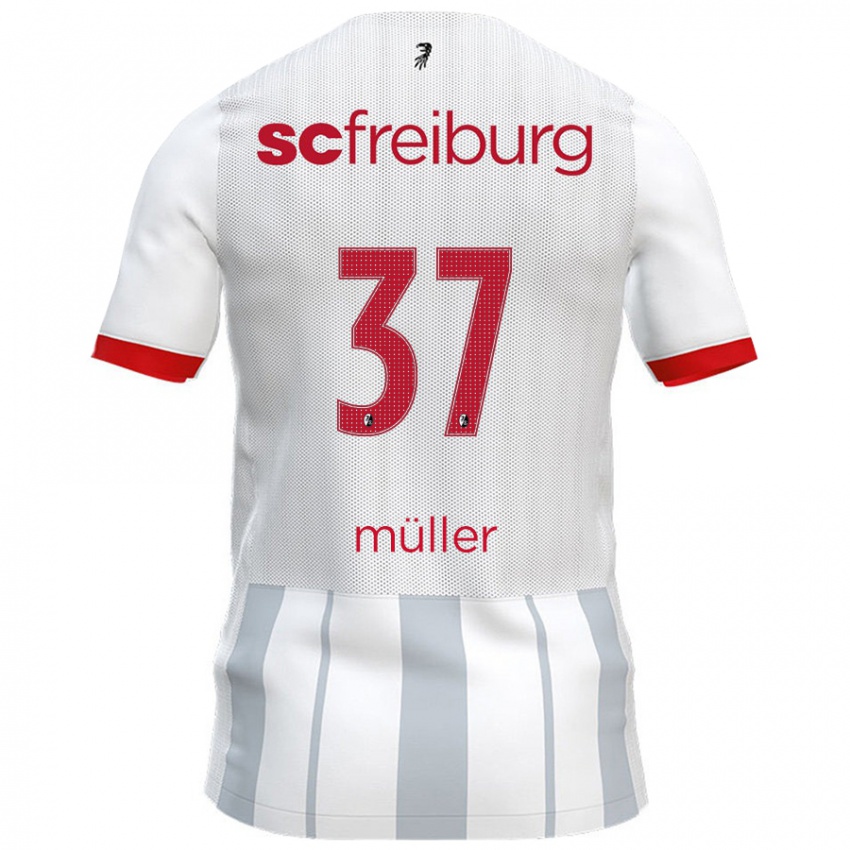 Kinder Ruben Müller #37 Weiß Grau Auswärtstrikot Trikot 2024/25 T-Shirt Schweiz