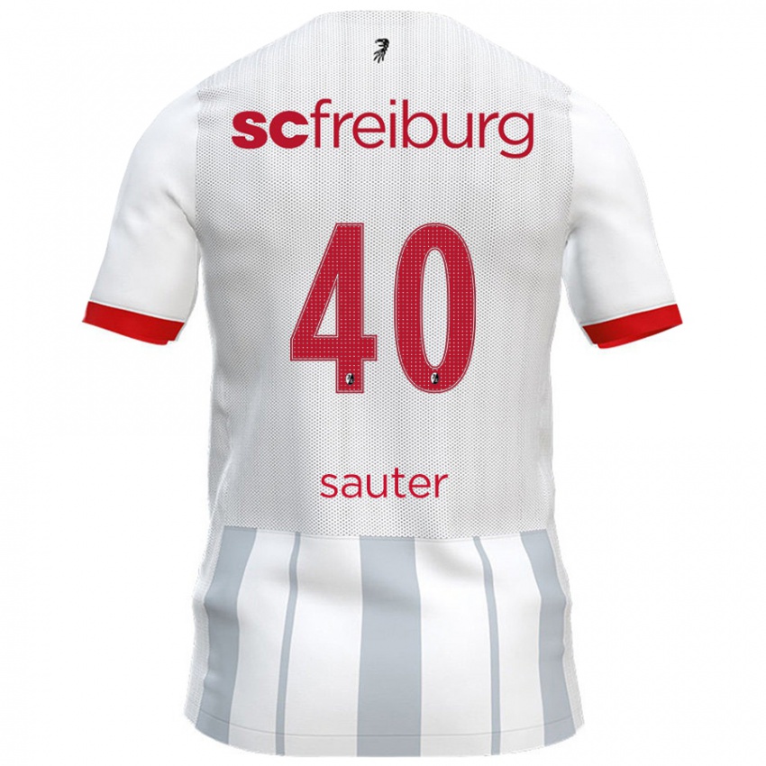 Kinder Niklas Sauter #40 Weiß Grau Auswärtstrikot Trikot 2024/25 T-Shirt Schweiz