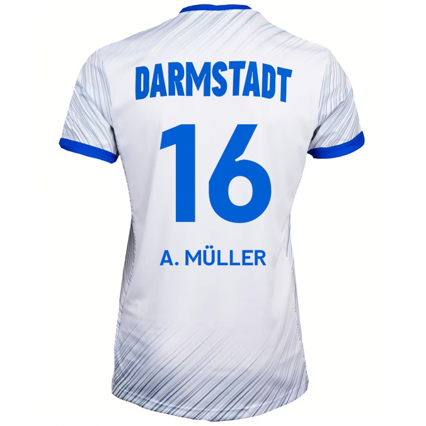 Kinder Andreas Müller #16 Weiß Blau Auswärtstrikot Trikot 2024/25 T-Shirt Schweiz