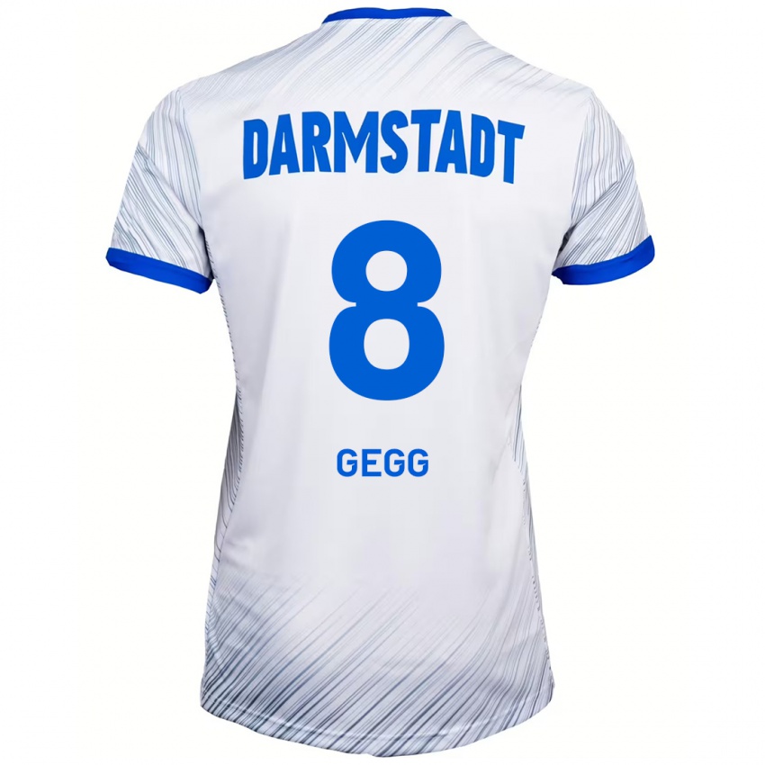 Enfant Maillot Samir Gegg #8 Blanc Bleu Tenues Extérieur 2024/25 T-Shirt Suisse