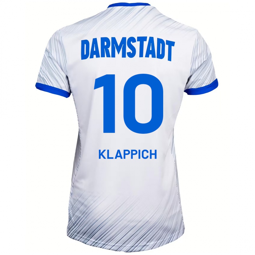 Enfant Maillot Luis Klappich #10 Blanc Bleu Tenues Extérieur 2024/25 T-Shirt Suisse