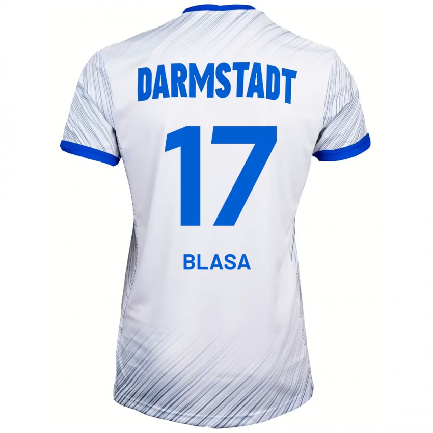 Kinder Keanu Blasa #17 Weiß Blau Auswärtstrikot Trikot 2024/25 T-Shirt Schweiz