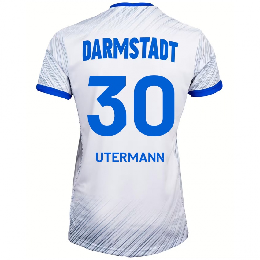 Kinder Anton Utermann #30 Weiß Blau Auswärtstrikot Trikot 2024/25 T-Shirt Schweiz