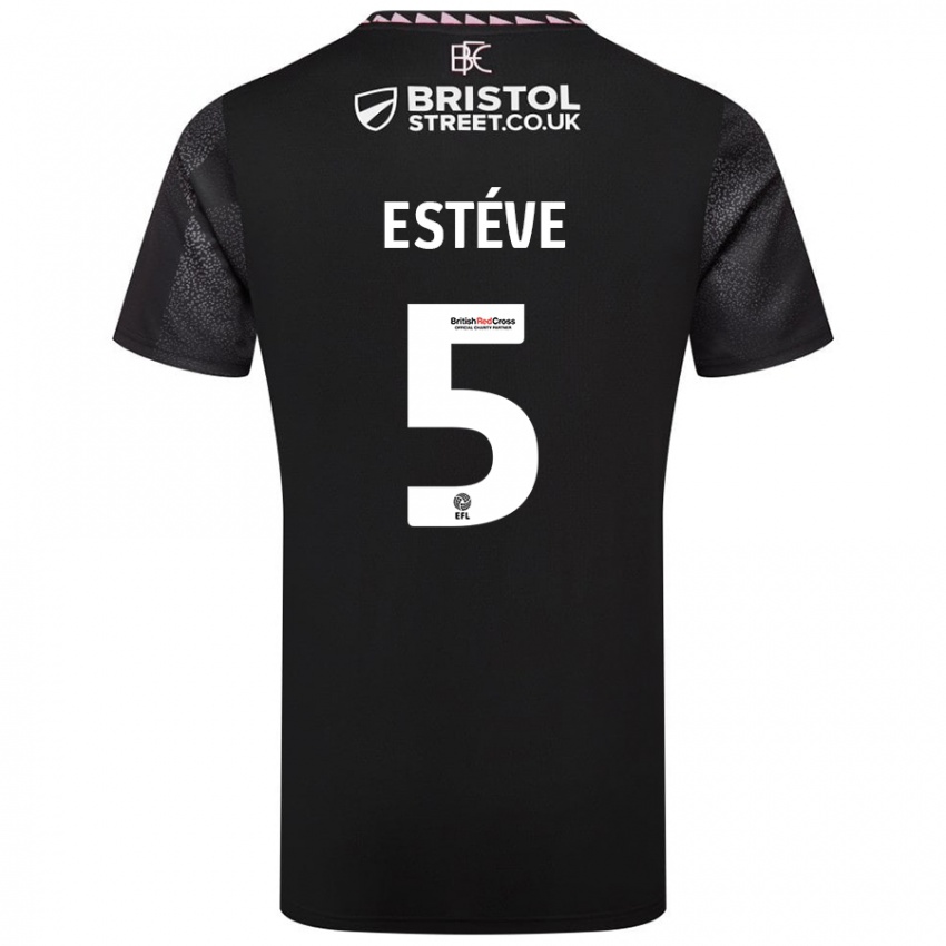 Kinder Maxime Estève #5 Schwarz Auswärtstrikot Trikot 2024/25 T-Shirt Schweiz