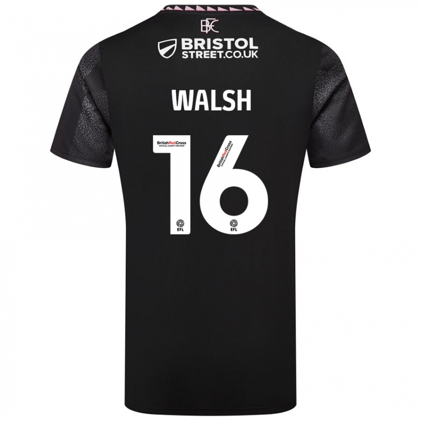 Kinder Lucy Walsh #16 Schwarz Auswärtstrikot Trikot 2024/25 T-Shirt Schweiz