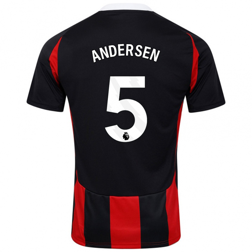 Kinder Joachim Andersen #5 Schwarz Rot Auswärtstrikot Trikot 2024/25 T-Shirt Schweiz