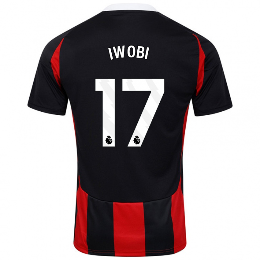 Kinder Alex Iwobi #17 Schwarz Rot Auswärtstrikot Trikot 2024/25 T-Shirt Schweiz