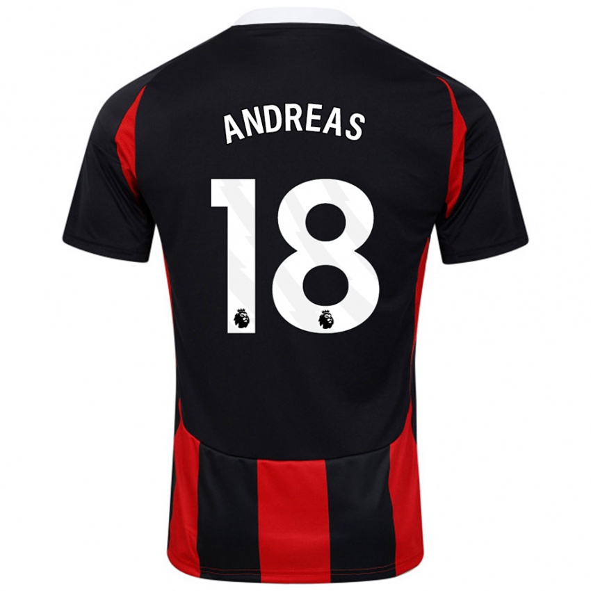 Kinder Andreas Pereira #18 Schwarz Rot Auswärtstrikot Trikot 2024/25 T-Shirt Schweiz