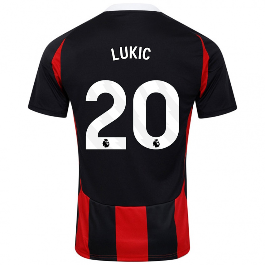 Kinder Saša Lukić #20 Schwarz Rot Auswärtstrikot Trikot 2024/25 T-Shirt Schweiz