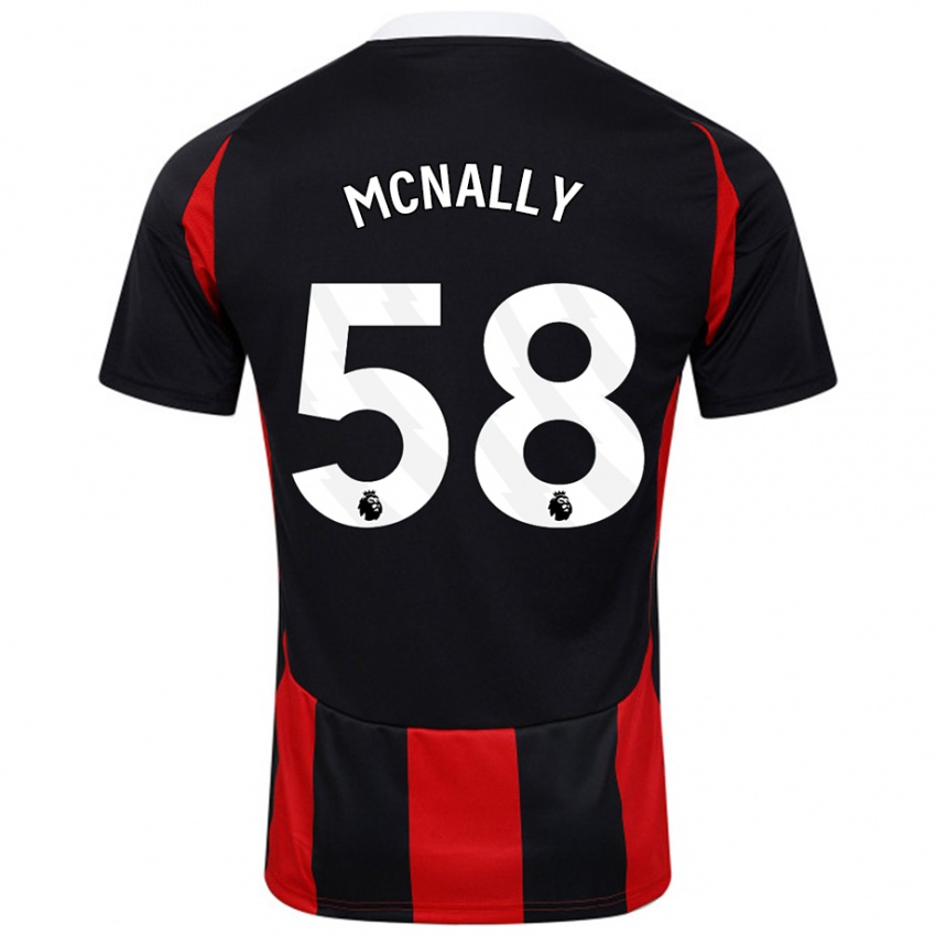 Enfant Maillot Alfie Mcnally #58 Noir Rouge Tenues Extérieur 2024/25 T-Shirt Suisse