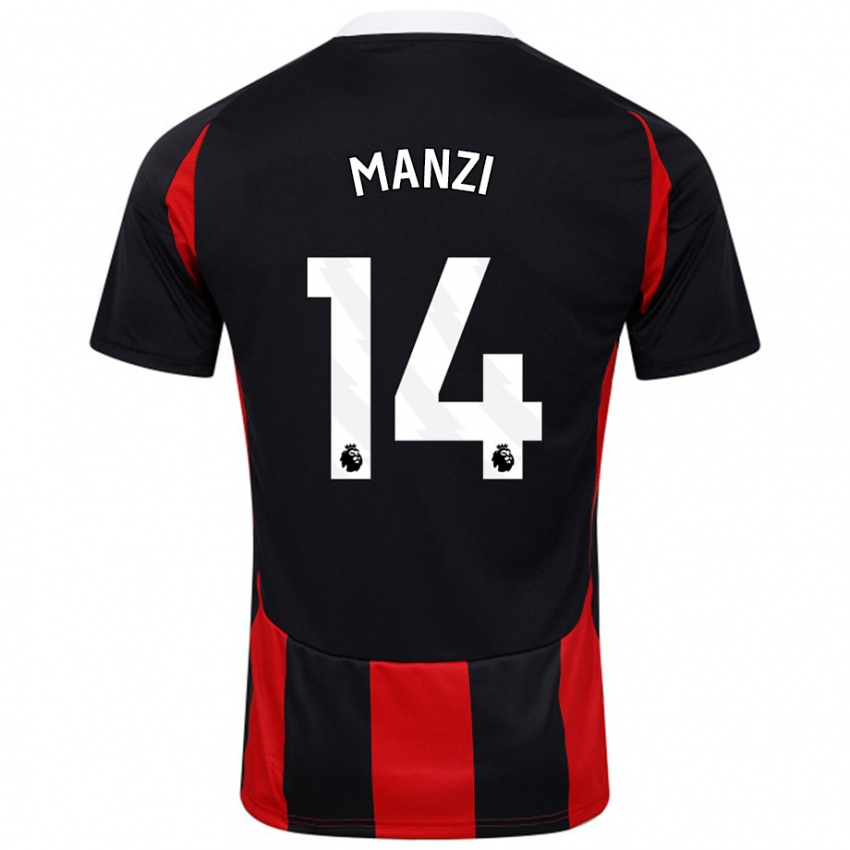 Kinder Sophie Manzi #14 Schwarz Rot Auswärtstrikot Trikot 2024/25 T-Shirt Schweiz