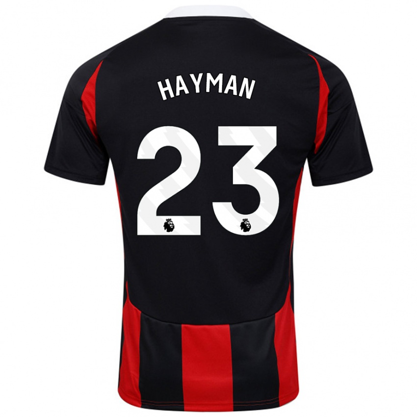 Kinder Alex Hayman #23 Schwarz Rot Auswärtstrikot Trikot 2024/25 T-Shirt Schweiz