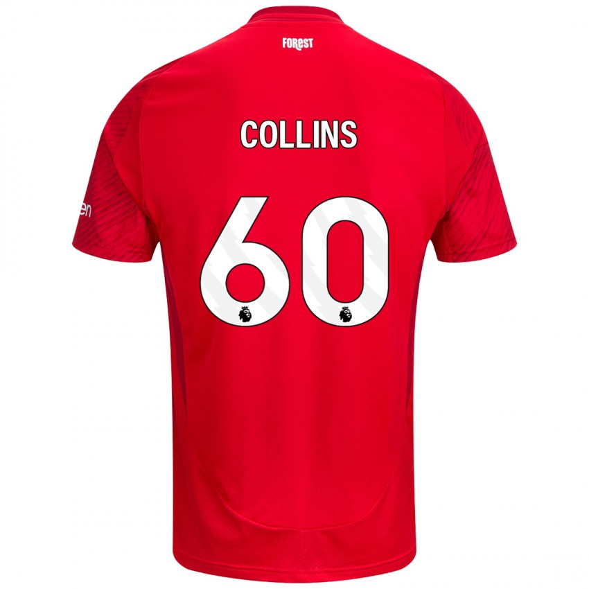 Homme Maillot Sam Collins #60 Rouge Blanc Tenues Domicile 2024/25 T-Shirt Suisse