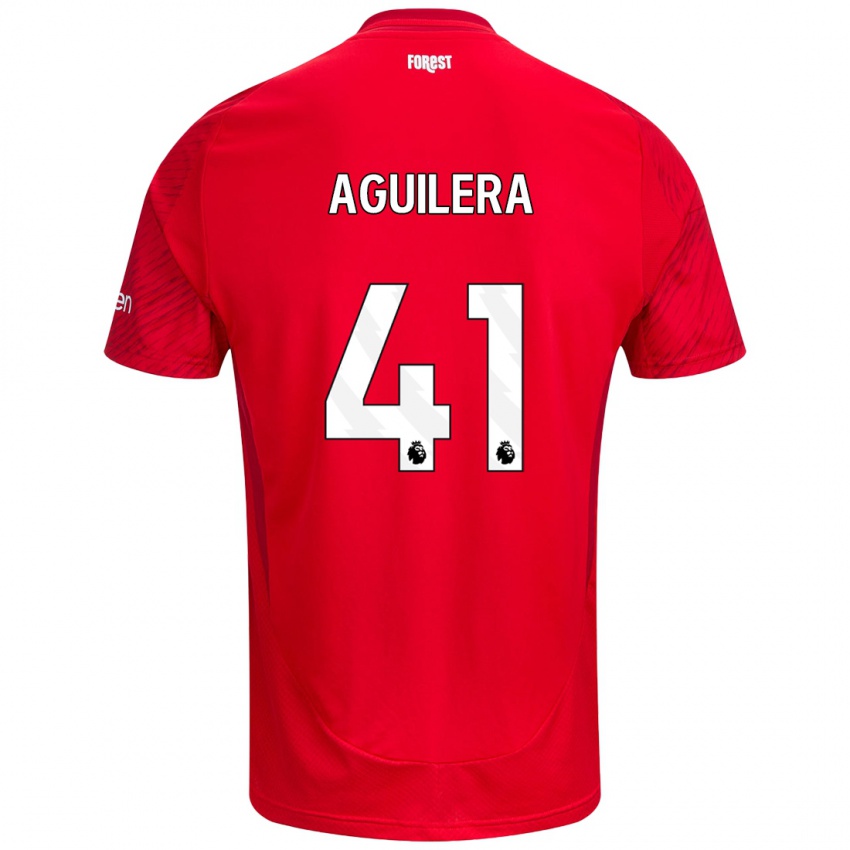 Herren Brandon Aguilera #41 Rot Weiß Heimtrikot Trikot 2024/25 T-Shirt Schweiz