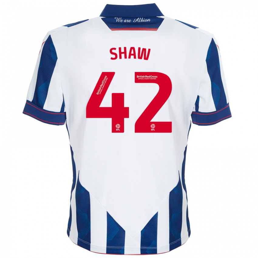 Homme Maillot Josh Shaw #42 Blanc Bleu Foncé Tenues Domicile 2024/25 T-Shirt Suisse