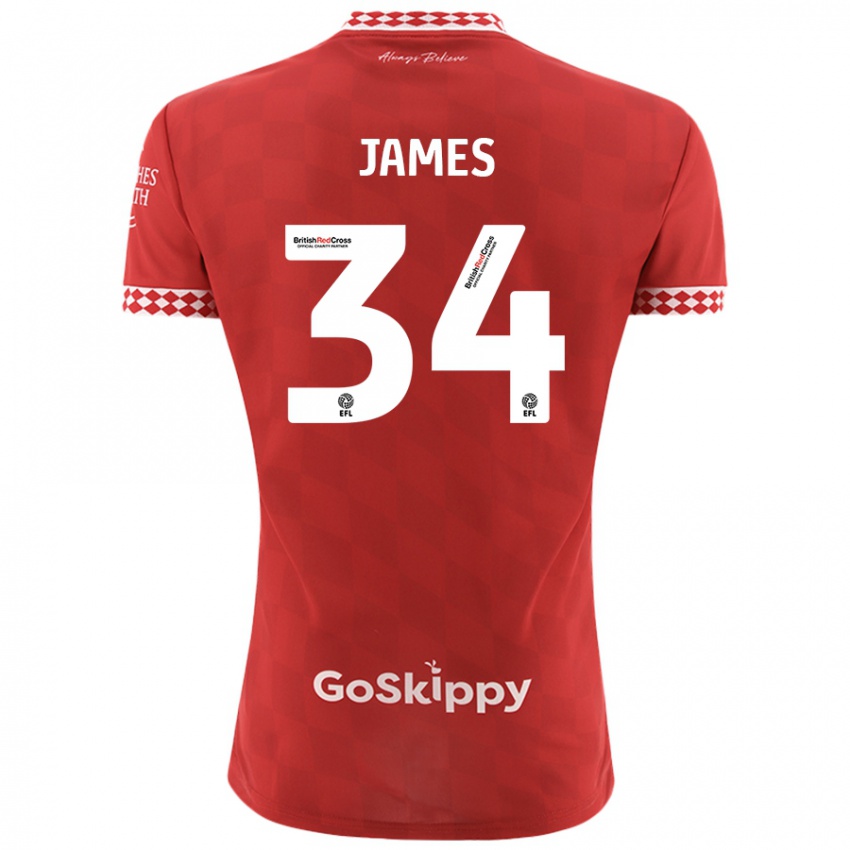 Homme Maillot Joseph James #34 Rouge Tenues Domicile 2024/25 T-Shirt Suisse