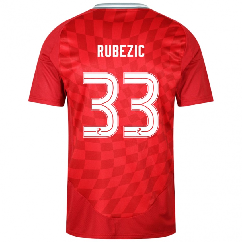 Homme Maillot Slobodan Rubezic #33 Rouge Tenues Domicile 2024/25 T-Shirt Suisse