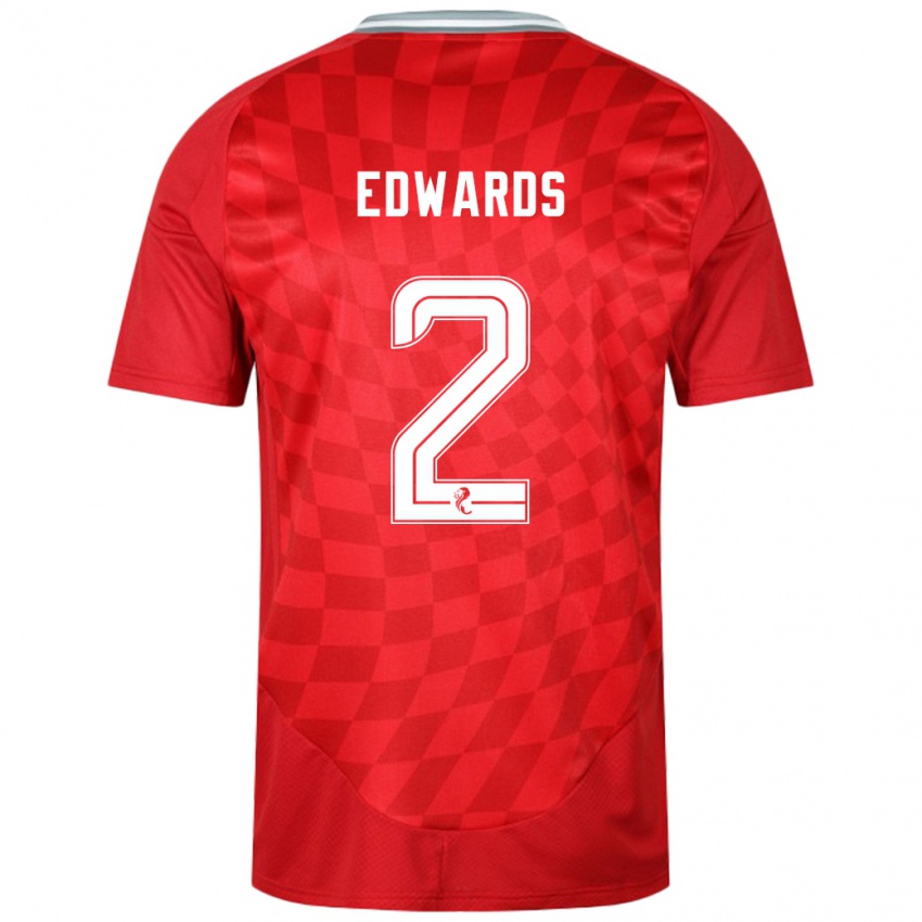 Homme Maillot Lois Edwards #2 Rouge Tenues Domicile 2024/25 T-Shirt Suisse