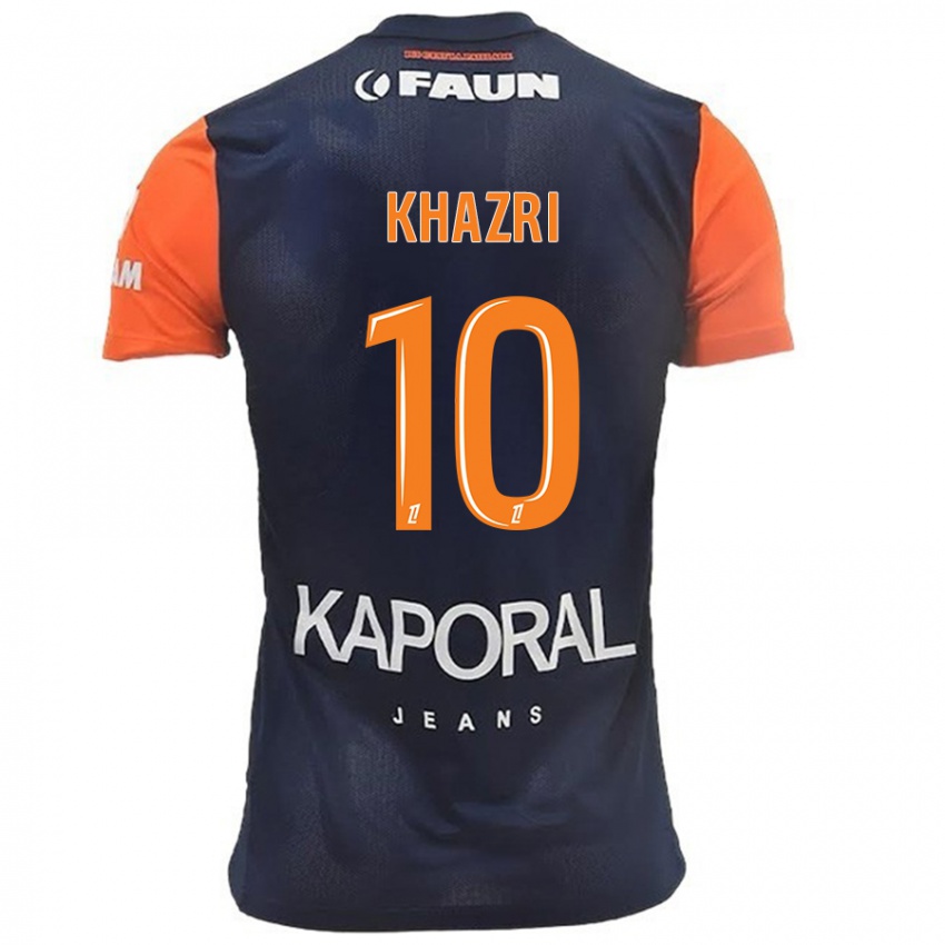 Homme Maillot Wahbi Khazri #10 Bleu Marine Orange Tenues Domicile 2024/25 T-Shirt Suisse