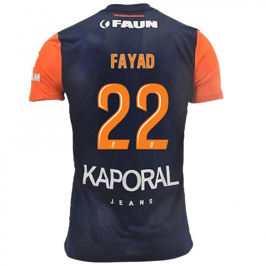 Homme Maillot Khalil Fayad #22 Bleu Marine Orange Tenues Domicile 2024/25 T-Shirt Suisse