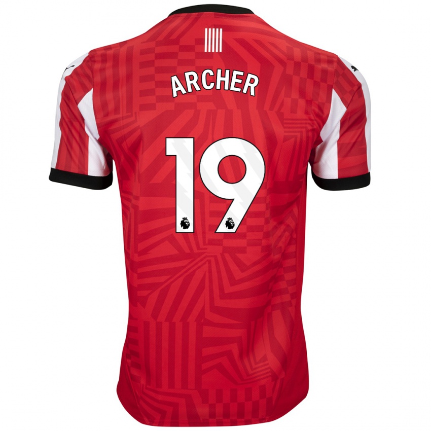 Herren Cameron Archer #19 Rot Weiß Heimtrikot Trikot 2024/25 T-Shirt Schweiz