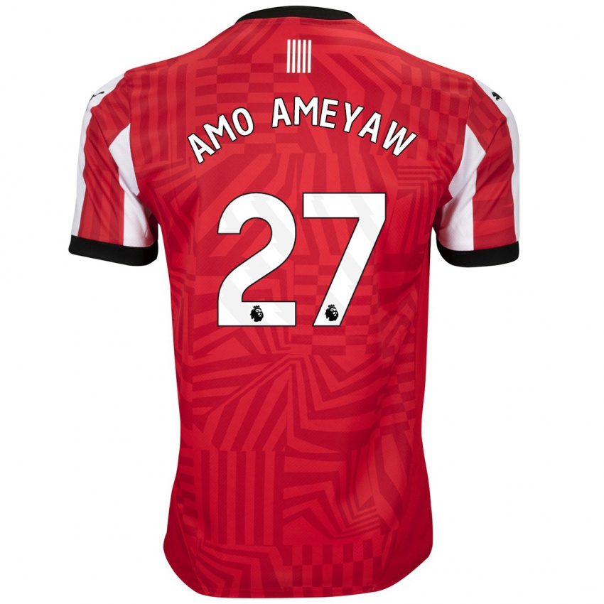 Homme Maillot Samuel Amo-Ameyaw #27 Rouge Blanc Tenues Domicile 2024/25 T-Shirt Suisse