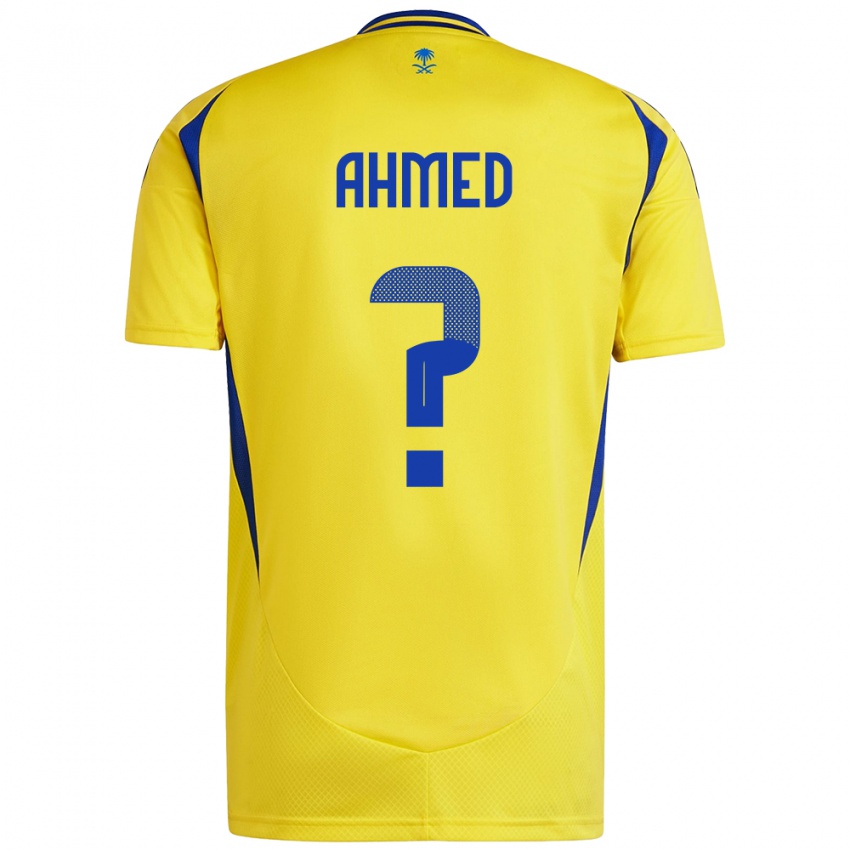 Homme Maillot Al Anood Ahmed #0 Jaune Bleu Tenues Domicile 2024/25 T-Shirt Suisse