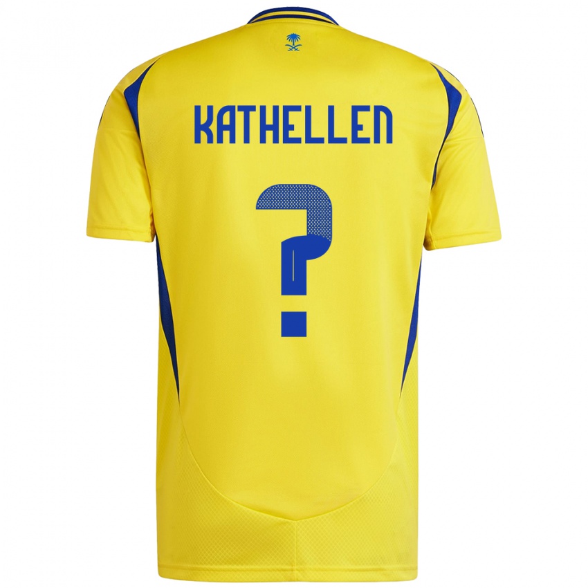 Homme Maillot Kathellen #0 Jaune Bleu Tenues Domicile 2024/25 T-Shirt Suisse