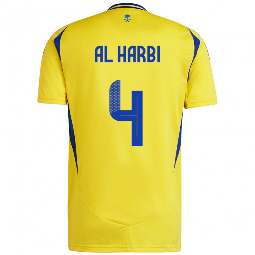 Homme Maillot Fay Al-Harbi #4 Jaune Bleu Tenues Domicile 2024/25 T-Shirt Suisse