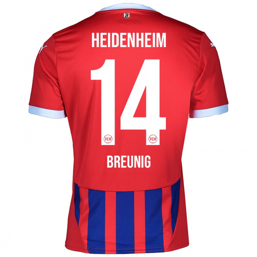 Herren Maximilian Breunig #14 Rot Blau Heimtrikot Trikot 2024/25 T-Shirt Schweiz