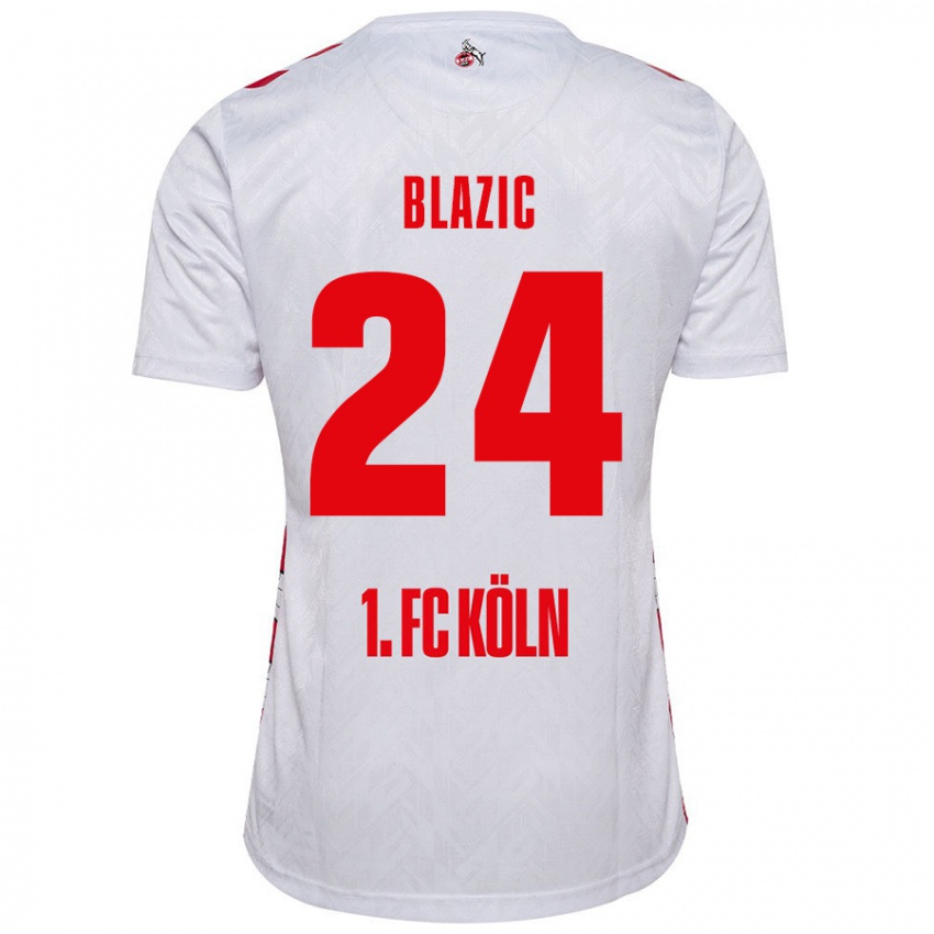 Homme Maillot Alessandro Blazic #24 Blanc Rouge Tenues Domicile 2024/25 T-Shirt Suisse