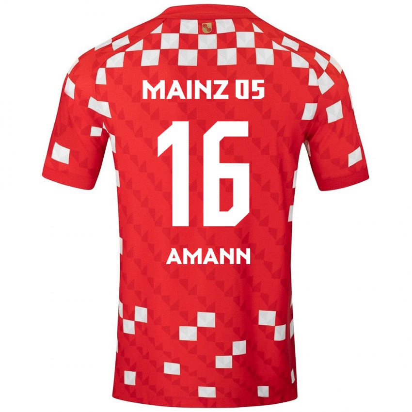 Homme Maillot Jason Amann #16 Blanc Rouge Tenues Domicile 2024/25 T-Shirt Suisse