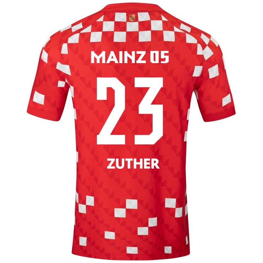 Homme Maillot Pit Zuther #23 Blanc Rouge Tenues Domicile 2024/25 T-Shirt Suisse