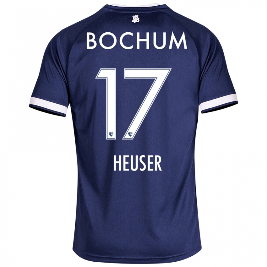 Homme Maillot Ben Heuser #17 Bleu Foncé Tenues Domicile 2024/25 T-Shirt Suisse