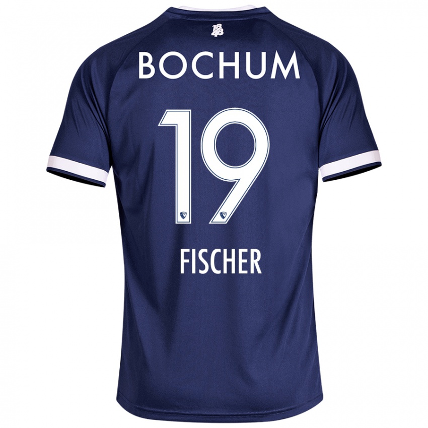 Homme Maillot Desmond Fischer #19 Bleu Foncé Tenues Domicile 2024/25 T-Shirt Suisse