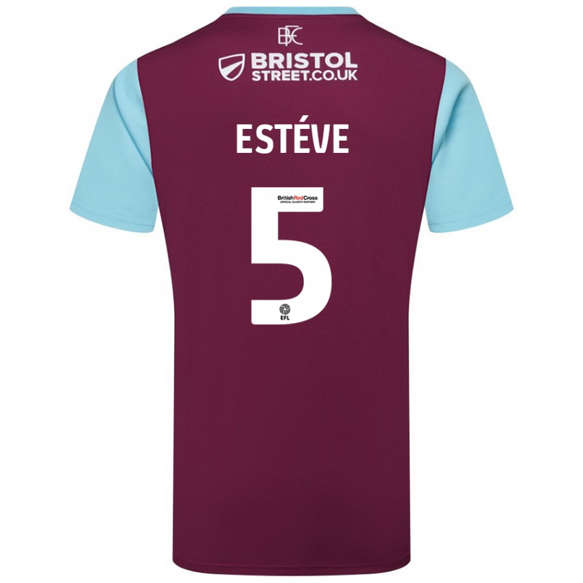 Homme Maillot Maxime Estève #5 Bordeaux Bleu Ciel Tenues Domicile 2024/25 T-Shirt Suisse