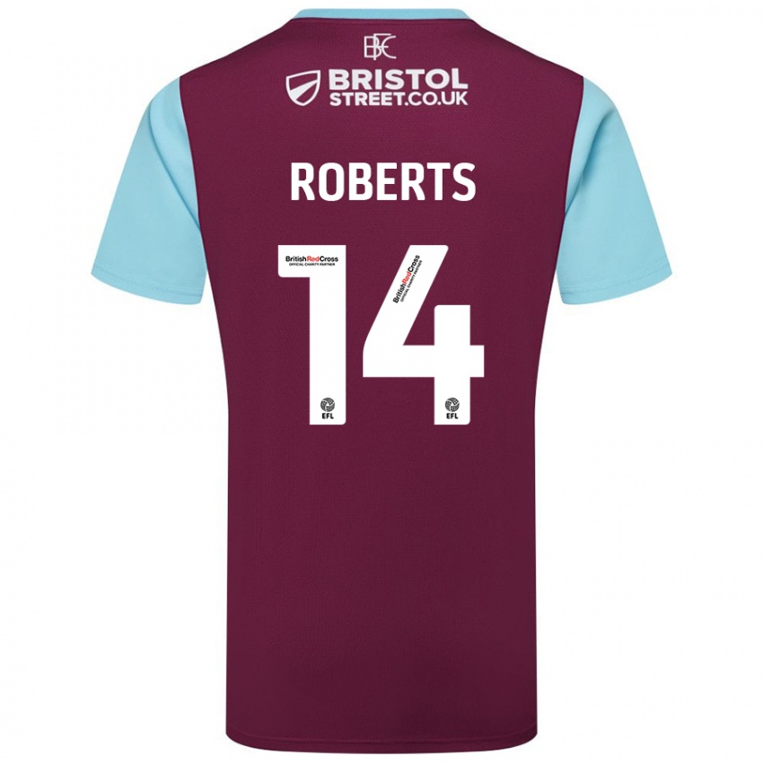 Homme Maillot Connor Roberts #14 Bordeaux Bleu Ciel Tenues Domicile 2024/25 T-Shirt Suisse