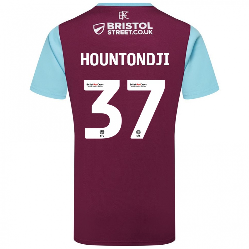 Homme Maillot Andreas Hountondji #37 Bordeaux Bleu Ciel Tenues Domicile 2024/25 T-Shirt Suisse