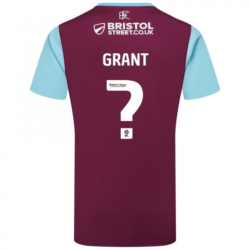 Homme Maillot Bradley Grant #0 Bordeaux Bleu Ciel Tenues Domicile 2024/25 T-Shirt Suisse