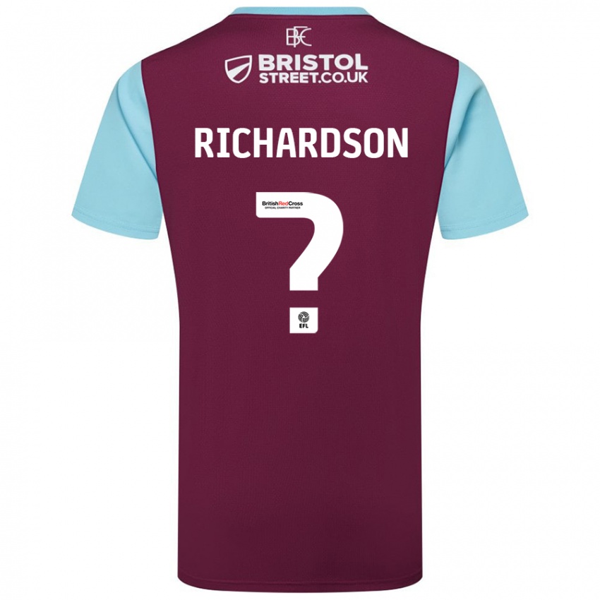 Homme Maillot Lewis Richardson #0 Bordeaux Bleu Ciel Tenues Domicile 2024/25 T-Shirt Suisse