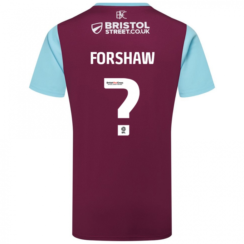 Homme Maillot Lewis Forshaw #0 Bordeaux Bleu Ciel Tenues Domicile 2024/25 T-Shirt Suisse