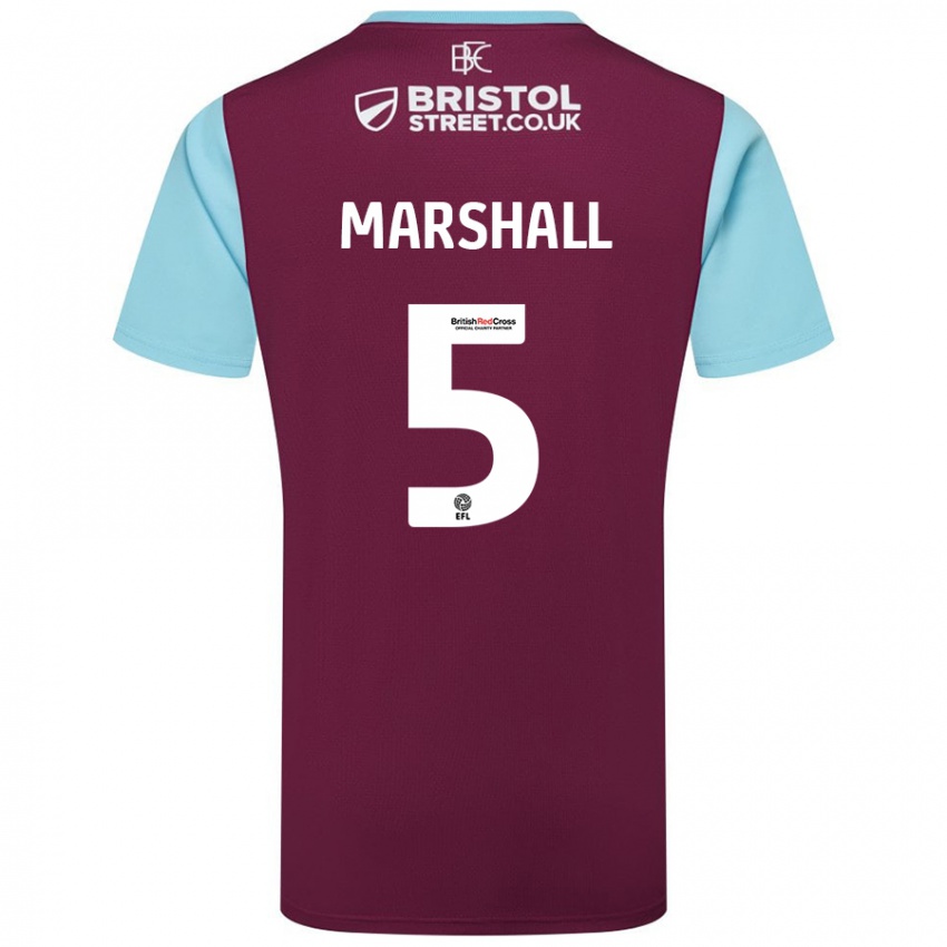 Homme Maillot Georgia Marshall #5 Bordeaux Bleu Ciel Tenues Domicile 2024/25 T-Shirt Suisse