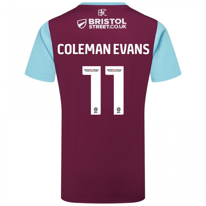 Homme Maillot Amaya Coleman-Evans #11 Bordeaux Bleu Ciel Tenues Domicile 2024/25 T-Shirt Suisse